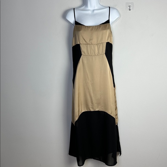 By Anthropologie Colorblock Slip Midi Dress Medium Relaxed Fit Edgy Fairy Goth - Picture 2 of 16